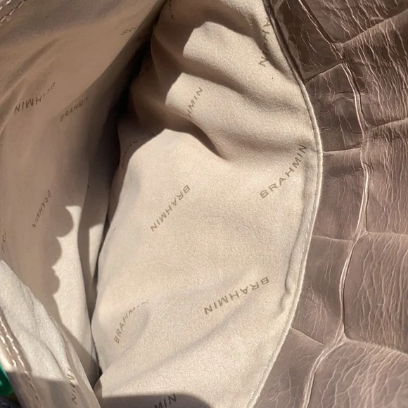 Brahmin Tan Alligator print Satchel Style handbag. - Picture 6 of 16